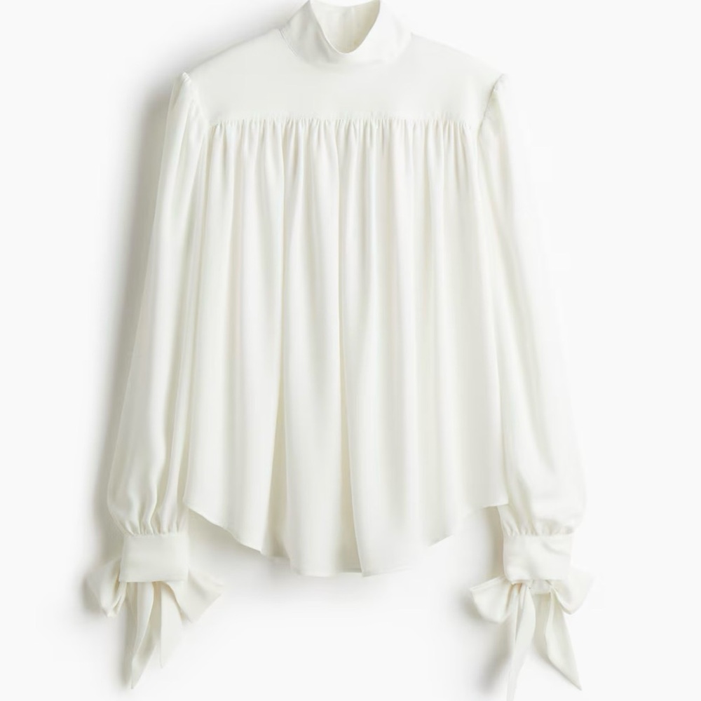 H&M White Blouse with Bow Cuffs